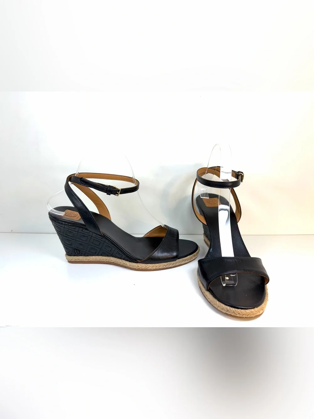 Tory Burch Black Ankle-Strap Wedge Sandals